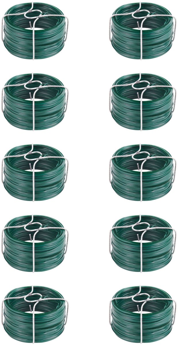 Alberts 854102 binddraad | groene kunststof coating | lengte 50 m | draad-Ø 0,4 mm | Set van 10