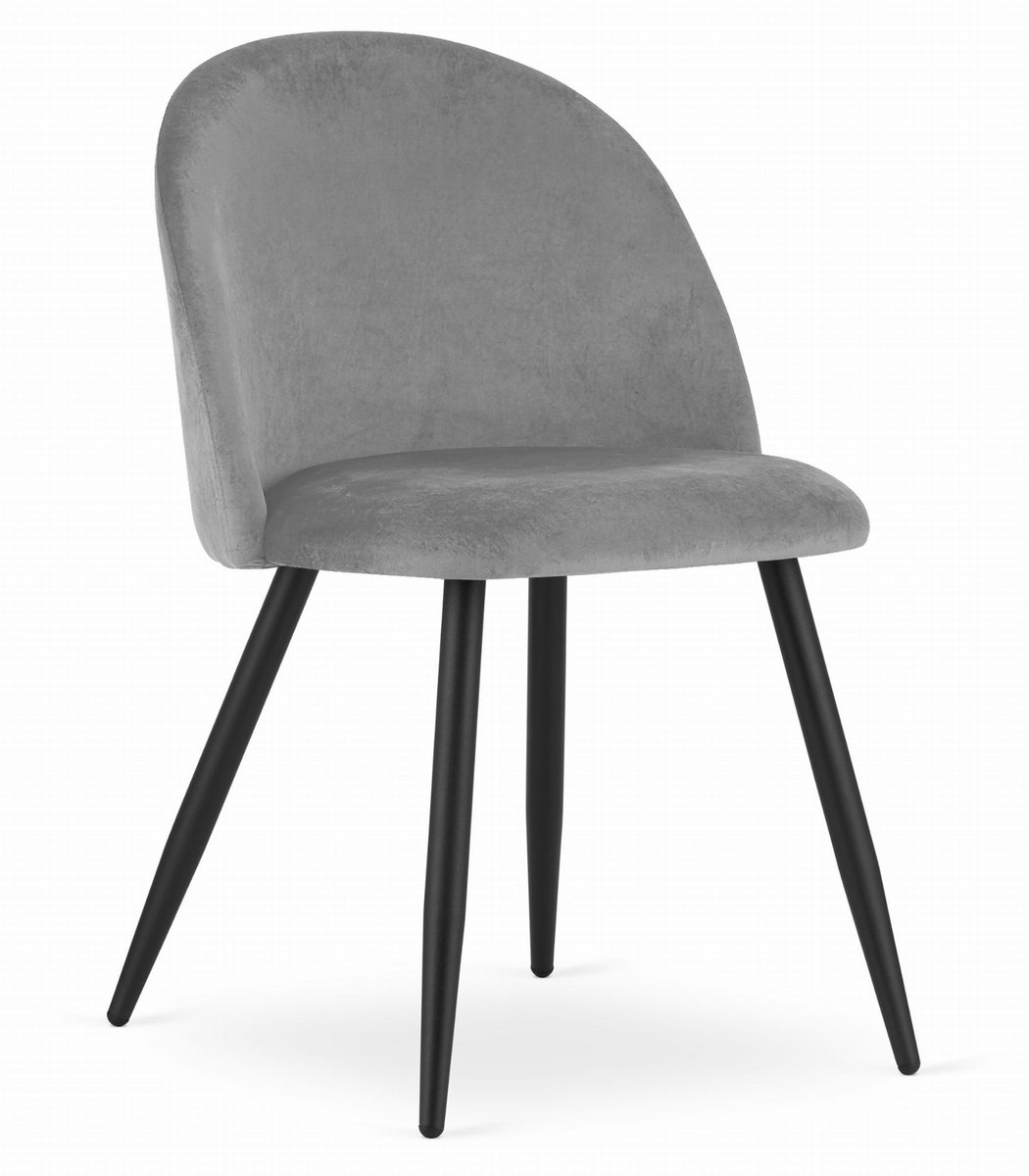 LEOBERT Stoel BELLO - Lichtgrijs Velvet, Zwarte Metalen Poten, Modern Design en Uitstekend Zitcomfort voor Woonkamer, Slaapkamer, Eetkamer of Kantoor, Max. 120 kg