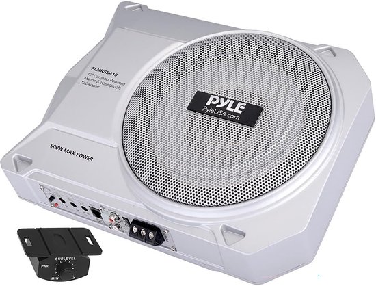 Pyle Subwoofersysteem - 600 Watt- Compacte Actieve Onderzit- Auto Subwoofer- Ingebouwde Versterker- Aangedreven Auto Subwoofer met Lage en Hoge Nivea Invoeren- Zwart