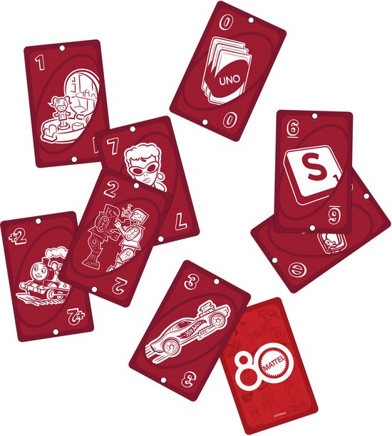 Mattel Mattel 80e anniversaire du jeu de cartes UNO Ruby Red Card Jeux