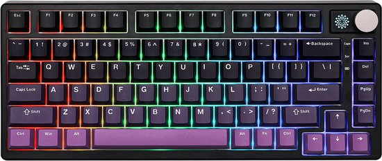 EPOMAKER - HE75 Mag - Zwart & Paars - Hall Effect - Magnetisch - Mechanisch Draadloos Toetsenbord - 75% - QWERTY - Gaming Keyboard - Gateron Magnetic White Switches