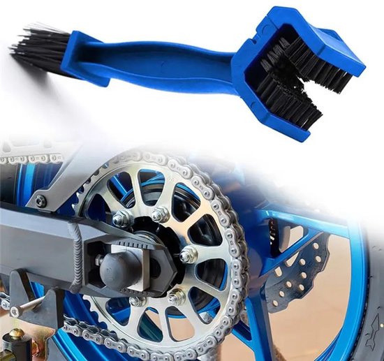 Brosse à chaîne pour moto et vélo I Nettoyant pour chaîne I Nettoyage de chaîne de vélo I Brosse pour vélo I Blauw