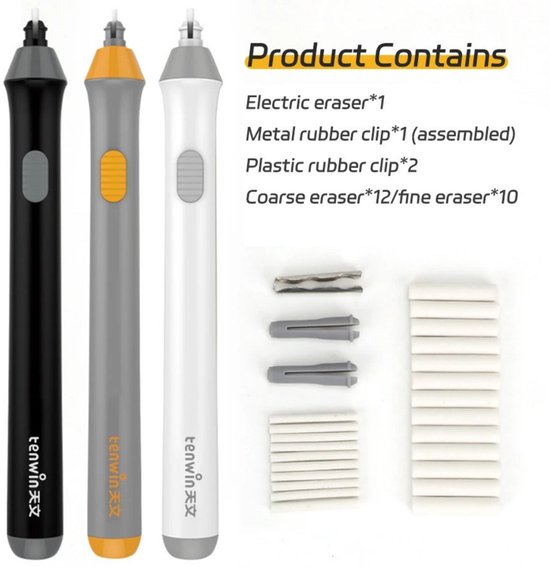 Nivard Elektrische Gum - Doezelaar - Electrische - Electric Eraser - Zwart + Extra Gummen