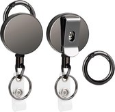 Porte-clés rétractable, porte-badge rétractable, porte-badge 2 pièces, porte-badge pour clés, cartes d'identité, sifflets, petite lampe de poche (cordon de 60 cm)