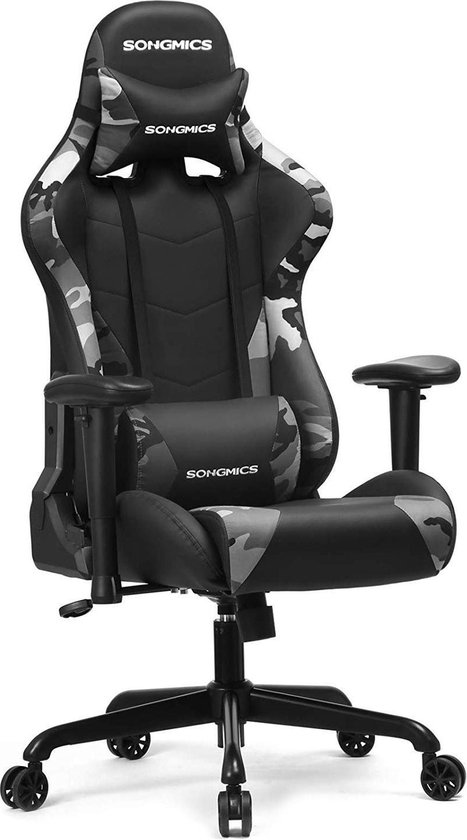 bol com game stoel gaming chair verstelbare kussens wijde rugleuning zwart met een