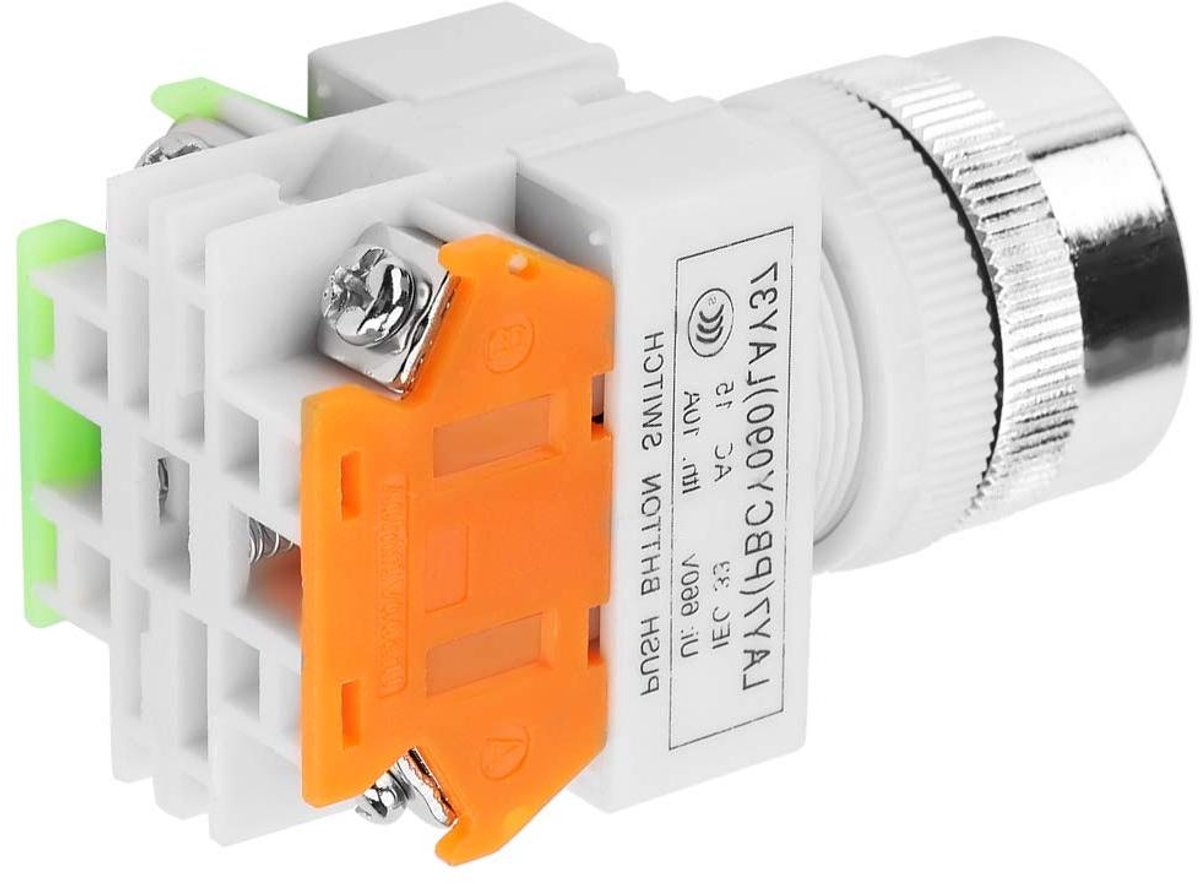 Auto Reset Drukknopschakelaar Flat Head 22mm Montage LAY37-11BN 5A 220V