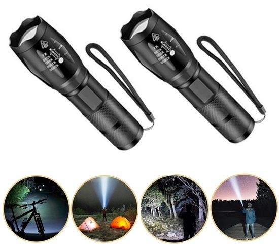LED Zaklamp 1000 Lumen - 5 Verlichtingsmodi - Zoombaar Licht - Waterdicht & Duurzaam - Aluminiumlegering - Werkt op 3 AAA-Batterijen - Ideaal Voor Kamperen & Outdoor Activiteiten
