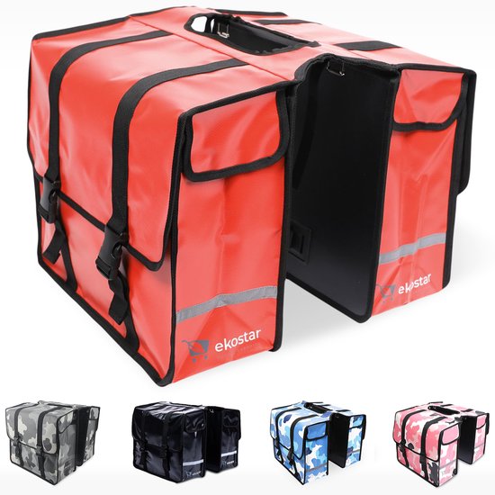 Ekostar® Fietstas Dubbel 46L - Waterdicht materiaal - Rood - Fietstassen Elektrische Fietsen