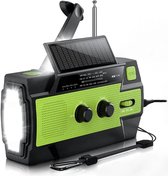 Noodradio - Opwindbare radio - Noodradio dynamo solar - Noodradio opwindbaar - Noodradio zaklamp/Powerbank - Survival radio - Groen