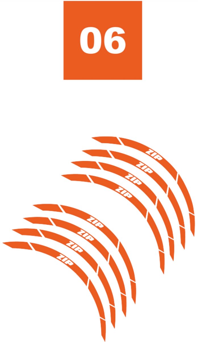 Velgstickers 10 Inch Velg 8 Stuks Piaggio Zip - Oranje