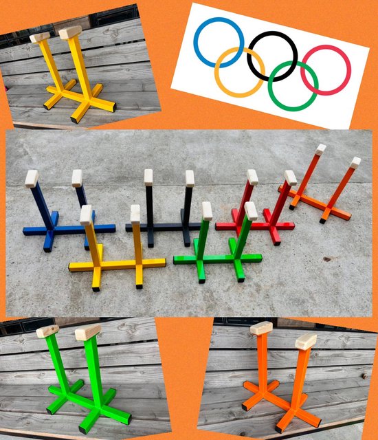 Acro/turn paaltjes - Oefen steuntjes met houten blokjes - Zwart | bol