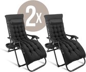 Bol.com Lugia Opvouwbare Ligstoel - 2 stuks - Tuinstoel - Met Verwijderbaar Kussen - Verstelbare Campingstoel - ligstoel tuin - ... aanbieding