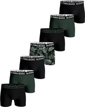Björn Borg Cotton Stretch Boxershort Vaderdag Cadeau - Groen/Zwart- 7 stuks - Heren onderbroeken - Boxer - Maat L