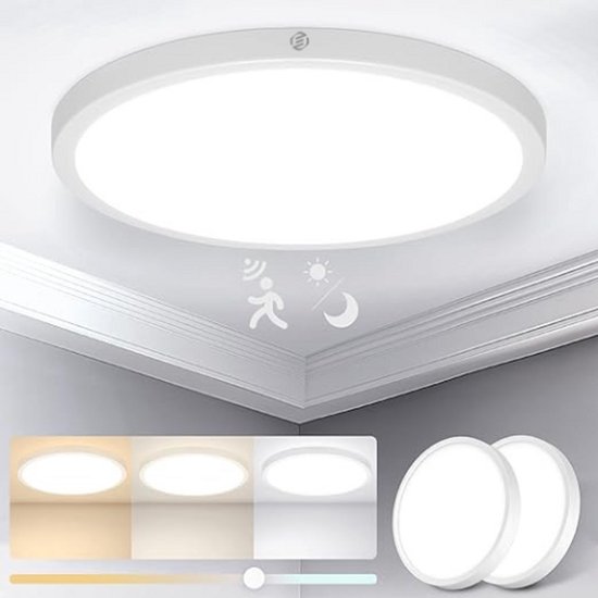 Gaethra 2 Stuks Plafondlamp met Bewegingssensor Binnen, 18W LED