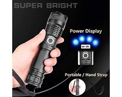 Militaire LED Zaklamp - 90000 lumen - Oplaadbaar - Zoombare Zaklamp met Batterij - 5 Modi - IPX65 Waterdicht - voor Thuis, Kamperen, Noodgevallen Militaire LED Zaklamp - 90000 lumen - Oplaadbaar - Zoombare Zaklamp met Batterij - 5 Modi - IPX65 Waterdicht - voor Thuis, Kamperen, Noodgevallen