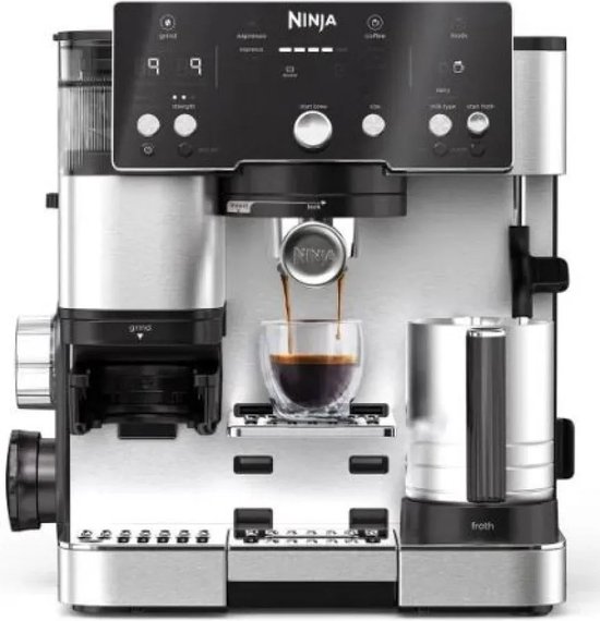 Ninja ES501EU - Espressomachine - 2l - Koffiebonen - Cappuccino, Espresso, Koffie - 1650W - 9bar - Afneembare Watertank, Ingebouwde Melkopschuimer, Melkreservoir, Warmhoudfunctie