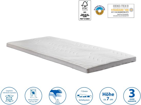 mattfy - Visco-elastische omkeerbare matras Kloe 150 x 190, sterkte en comfort, voor winter/zomer, hoogte 23 cm