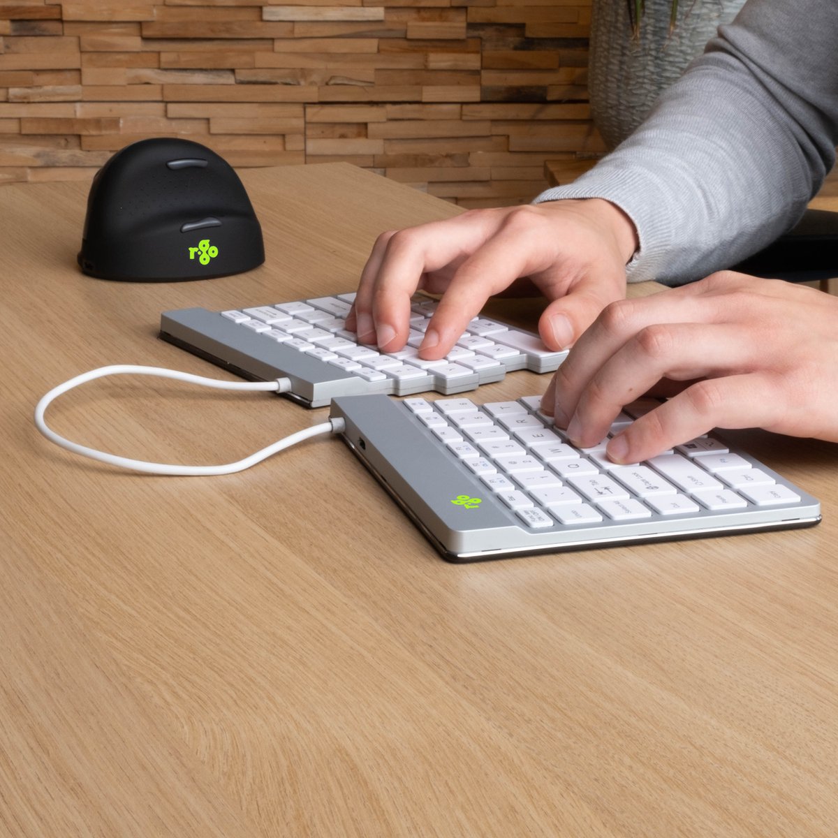 R-Go Split Ergonomisch Toetsenbord Bluetooth Wit thumbnail 7