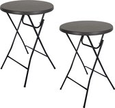 BRASQ Statafel Zwart Set van 2 ø80 x 110 cm - Bartafel - Vouwtafel - Inklapbaar van kunststof en metaal voor binnen en buiten