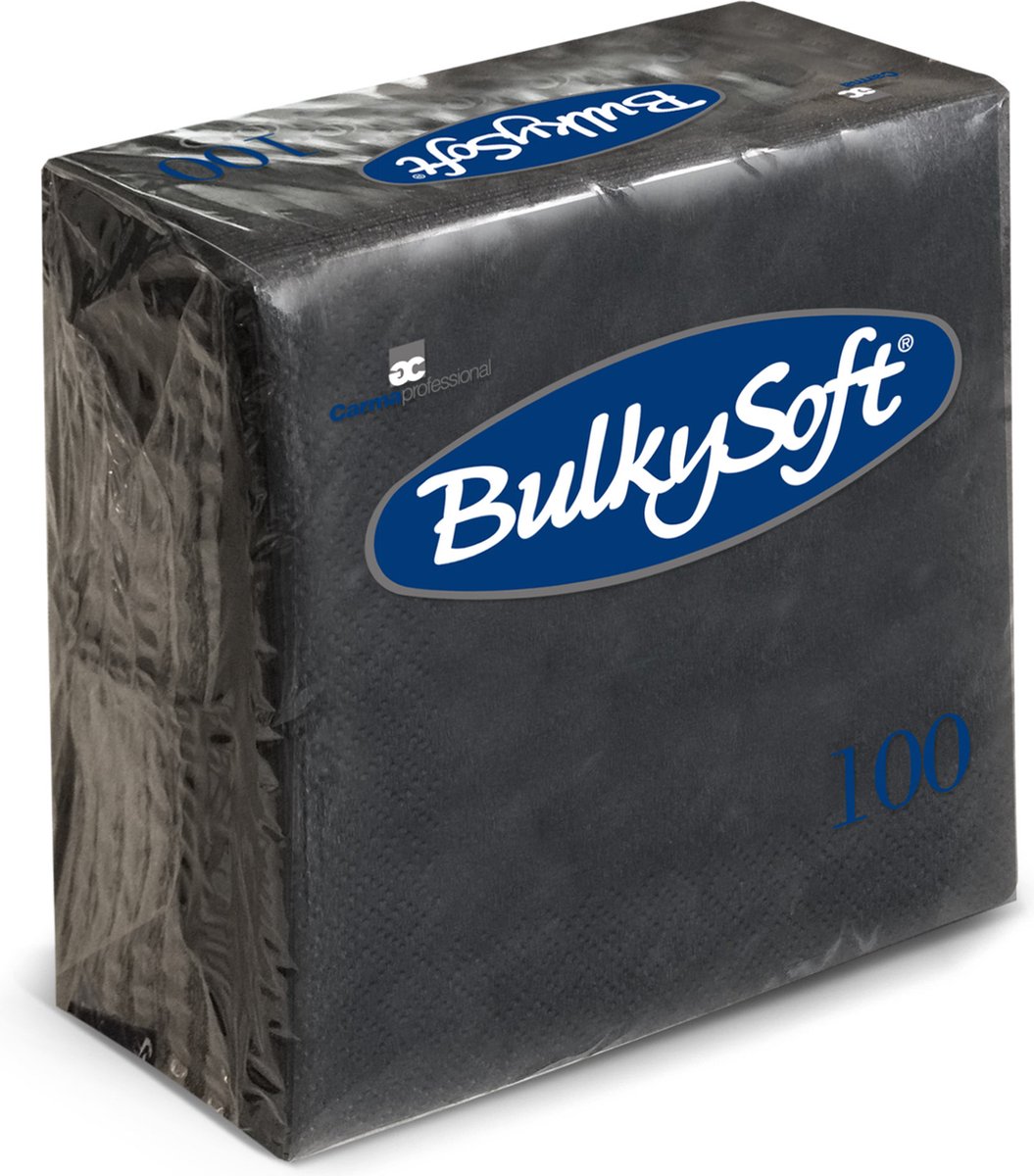 32204 BulkySoft Zwarte Cocktailservetten 24x24 cm – 2-laags – 2000 stuks (20x100) – Luxe Papieren Servetten voor Feest & Horeca