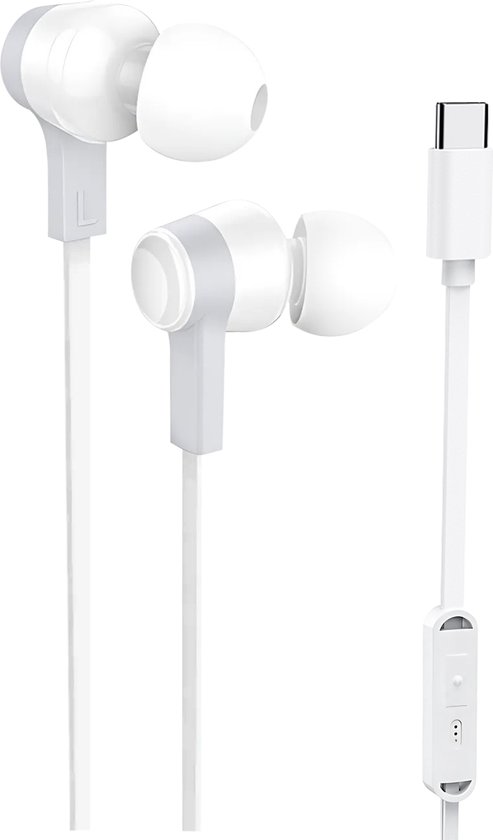 Golden Sound Bedrade oordopjes - Siliconen eartips - Oordopjes met draad en microfoon USB-C aansluiting - Wit