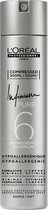 Zilverkleurige spuitbus L'Oréal Professionnel Infinium Pure, met tekst 'Hypoallergeen'.