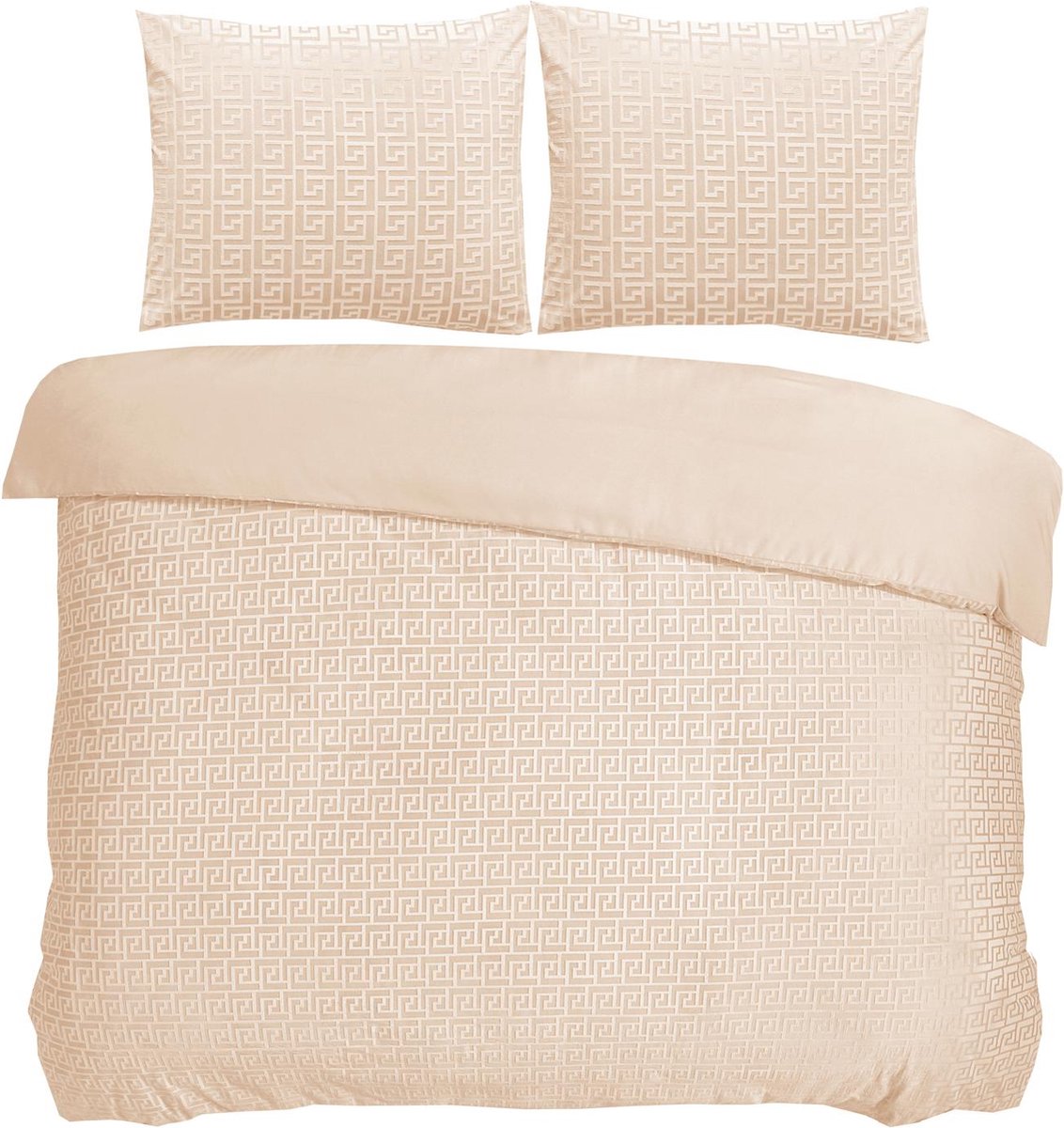 Husch - Micromink Fluweel Dekbedovertrek - 240x220 - Greek Taupe - Superzacht jacquard fluweel