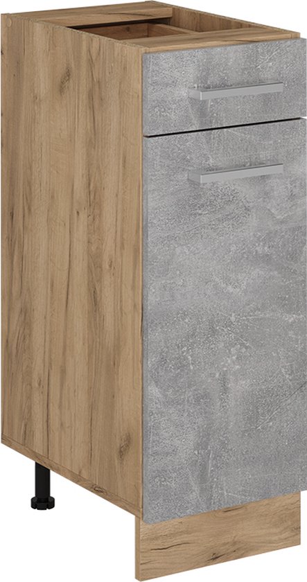 Vicco Keukenonderkast R-Line, Blauw-grijs/Antraciet, 60 cm zonder werkblad | Ladeblock keuken