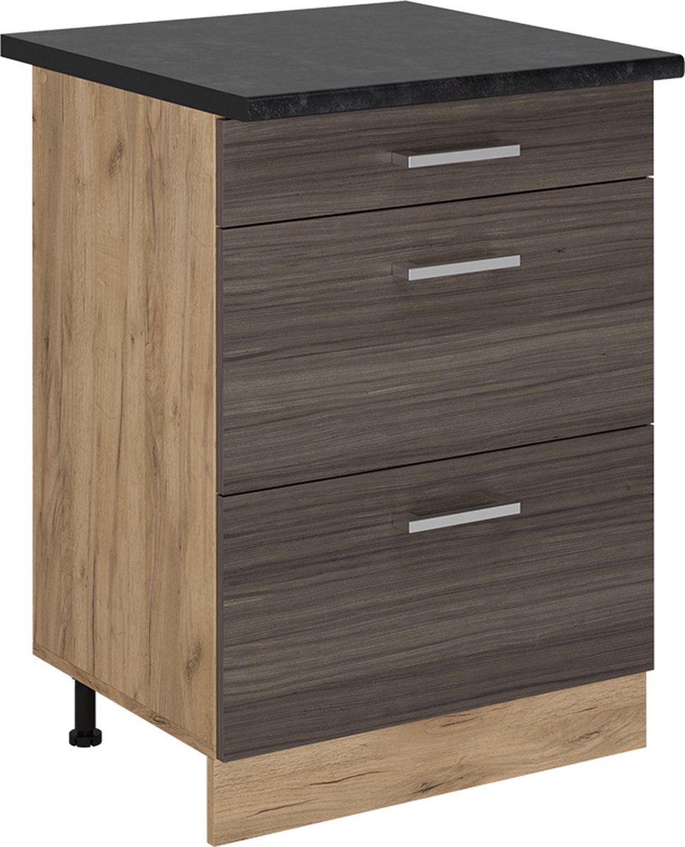 Vicco R-Line Keukenonderkast – 60 cm met laden, WB Antraciet Edel grijs