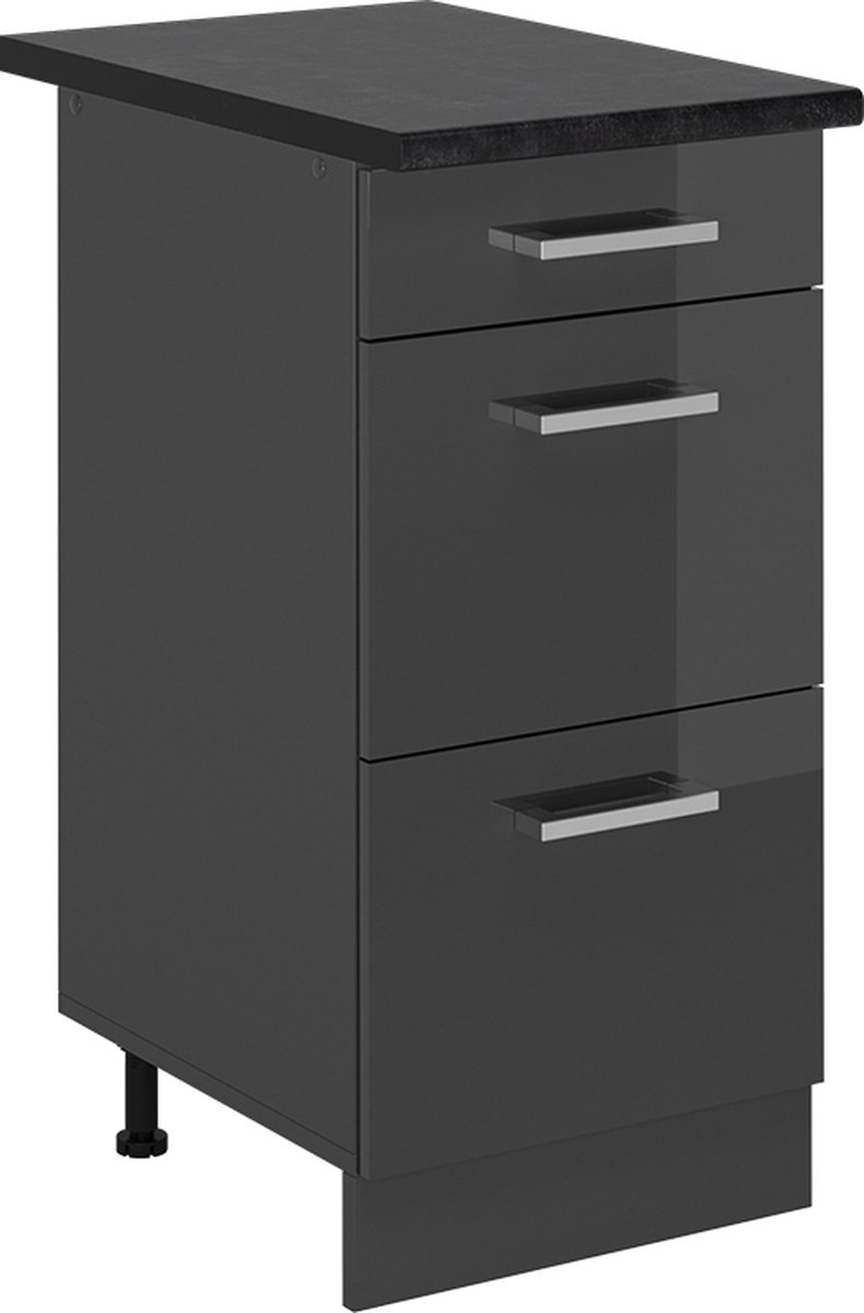 Vicco R-Line Keukenonderkast – 40 cm met laden, WB Antraciet Antraciet Hoogglans