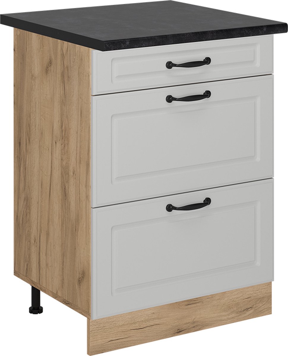 Vicco R-Line Keukenonderkast – 60 cm met laden, WB Antraciet Wit Landhuis