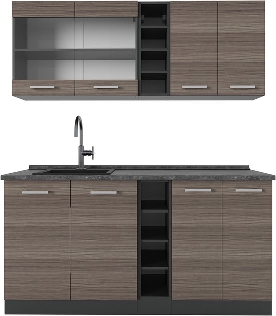 Vicco Eenpersoonskeuken Eik goud/antraciet 140 cm , WB Antraciet, R