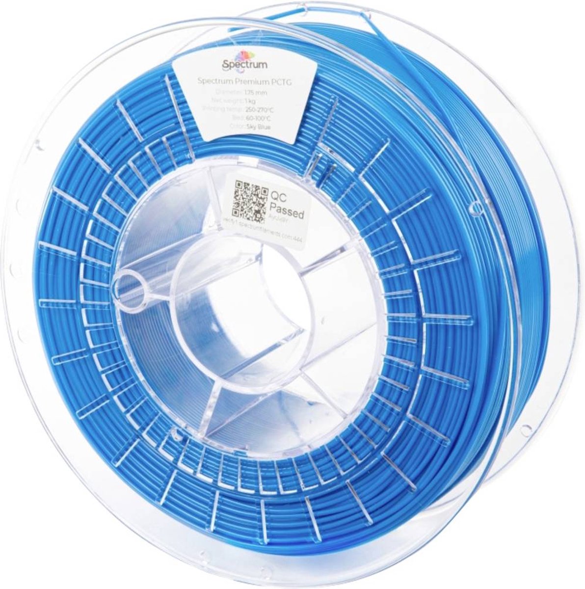 Spectrum Filaments 80663 Premium PCTG Filament PCTG Chemisch bestendig, Geurarm 1.75 mm 1000 g Sky Blue, Hemelsblauw, B Kleurloos