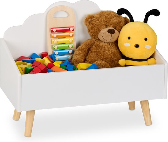 speelgoedkist - wolkvorm - 45 x 58 x 28 cm - kinderkamer - wit