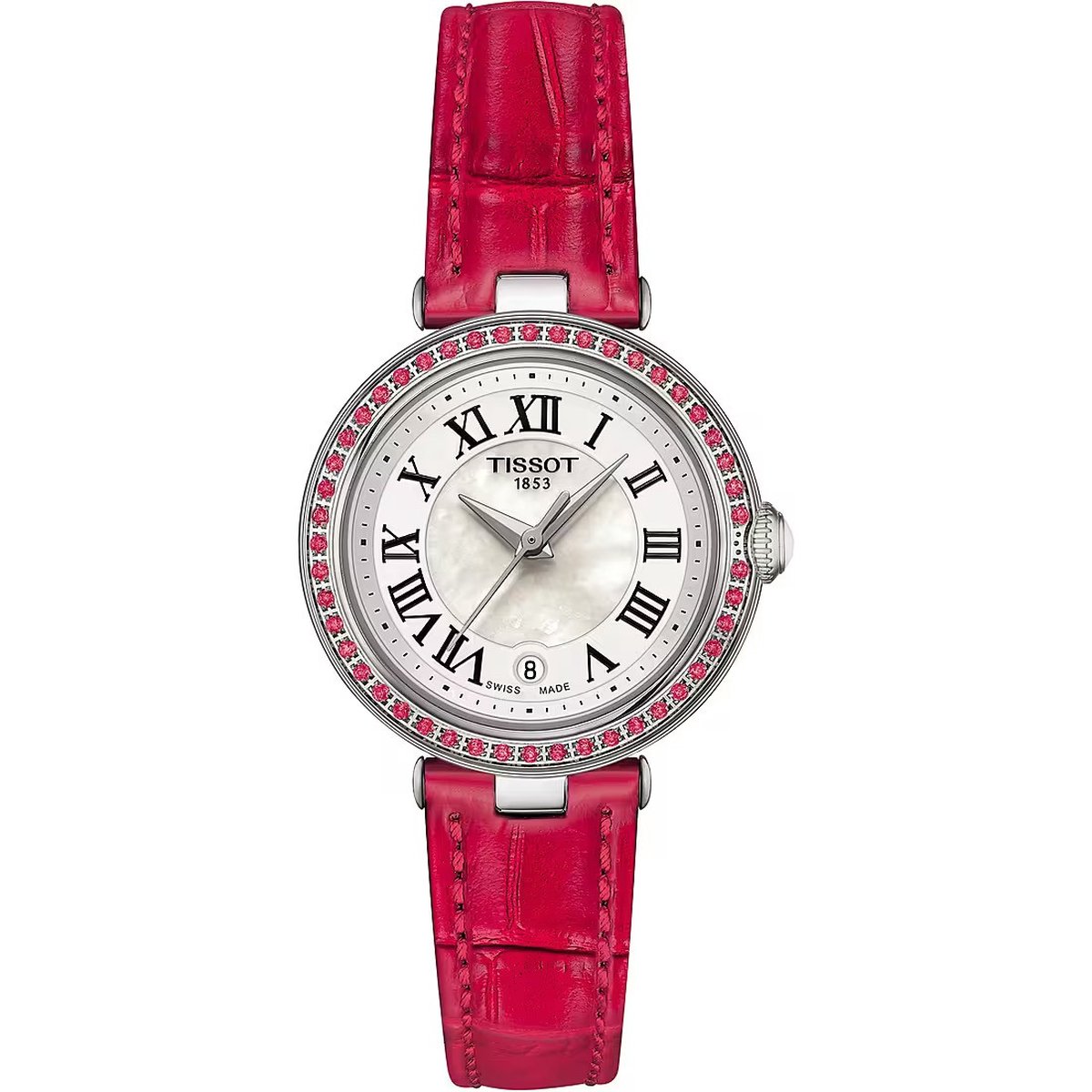 Tissot Bellissima T1260106611300 Horloge - Leer - Rood - Ø 26 mm