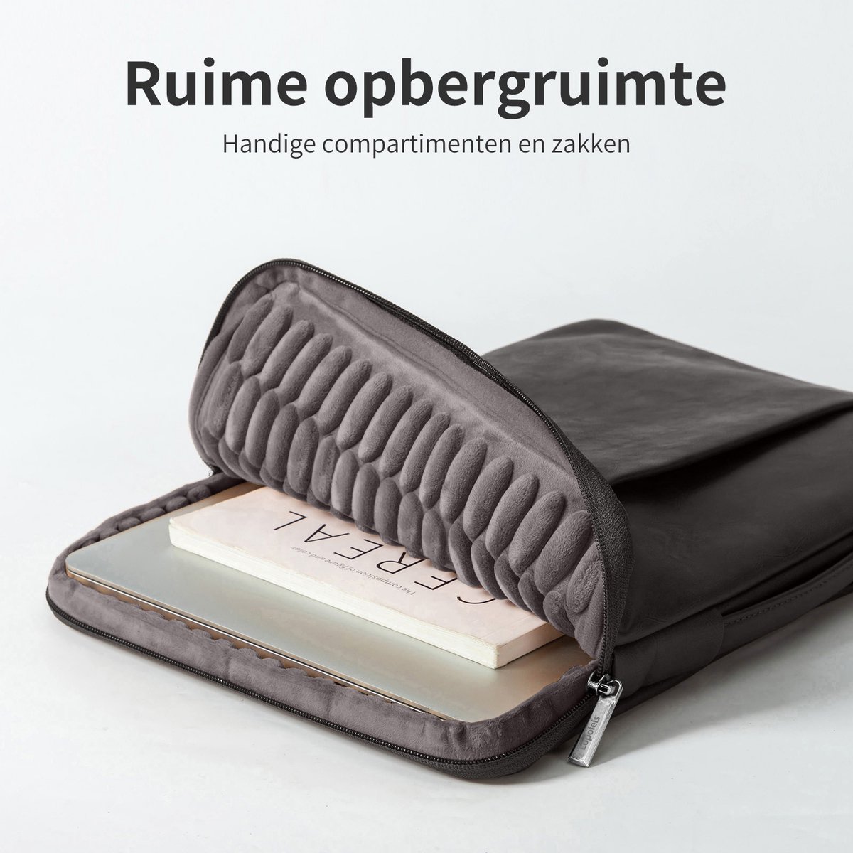 Lopoleis laptoptas, werktas voor dames en heren PU-leer, laptoptas, zakelijke handtas, draagtas, laptoptas, laptoptas met handvat voor Macbook Chromebook 14 inch thumbnail 3