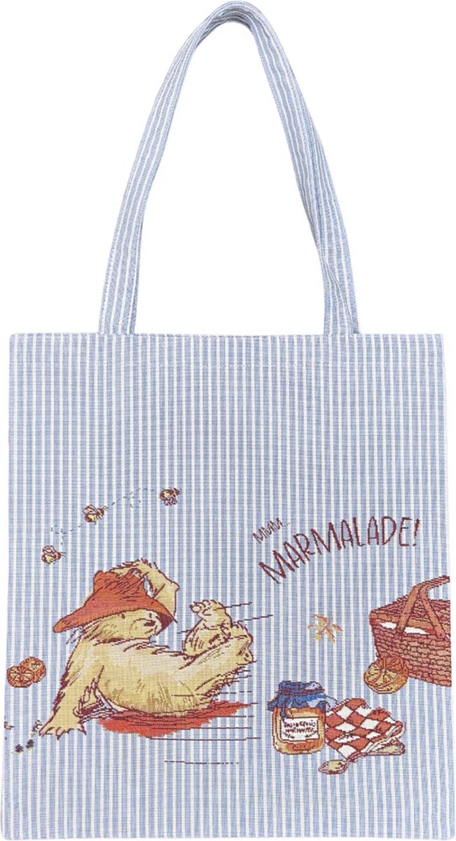 Boodschappentas - Luxe gobelinstof - Flat bag - Paddington Bear - Beertje Paddington - Licht blauw gestreept - Classic Marmalade