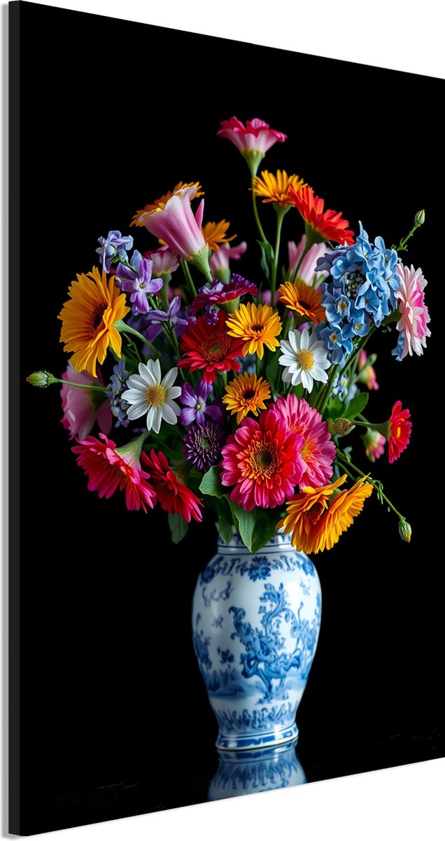 Wanddecoratie Metaal - Aluminium Schilderij Koninklijke Bloemenpracht - 120 x 80 cm - Bloemen - Muurdecoratie woonkamer en slaapkamer - Inclusief ophangsysteem - Klassiek - Modern - Displate alternatief