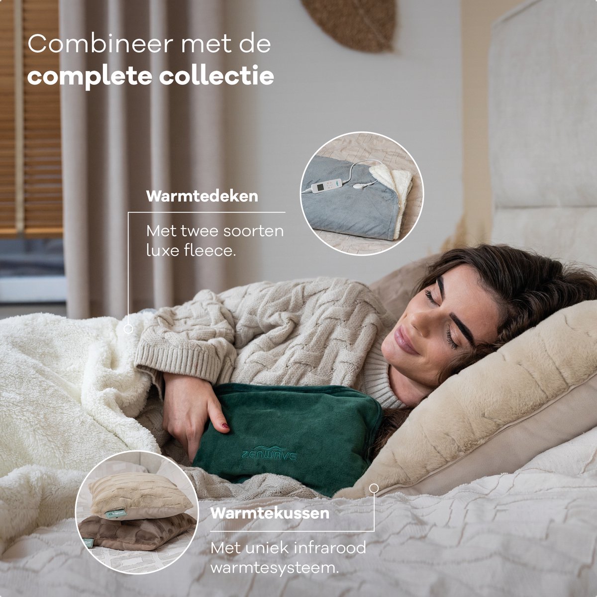 Zenwave Elektrische Kruik met Hoes - Digitaal Display - Warmtekruik & Waterkruik met Handwarmers - Oplaadbare Warmtekussen - Menstruatie Warmteband - Duurzaam & Draadloos - Kamperen & Outdoor - Warmwaterkruik Groen – foto 3