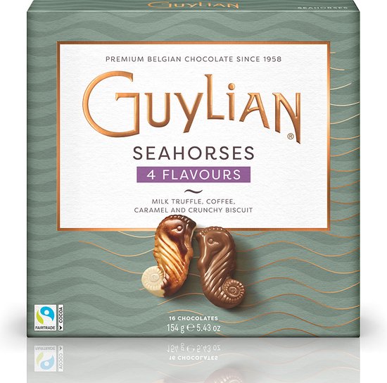 Guylian Seahorses - chocolade zeepaardjes mix - 4 smaken - 16 pralines - chocolade pralines - chocolademix - 154g