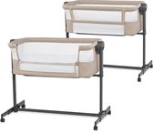 Kinderkraft NESTE UP 2 - Bijzetbed - Co-sleeper - 2w1 - Aanschuifwieg voor Baby - In Hoogte Verstelbaar Babybed - met Matras - Beige