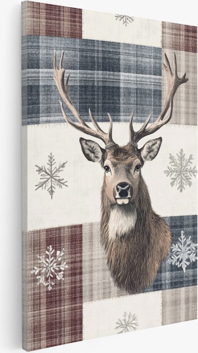 Saammp Canvas Schilderij - Abstract hert - Winter - Dieren - Natuur - 30x40 - Foto op canvas - Wanddecoratie - Muurdecoratie Woonkamer - Slaapkamer decoratie - Canvas Print Multicolor