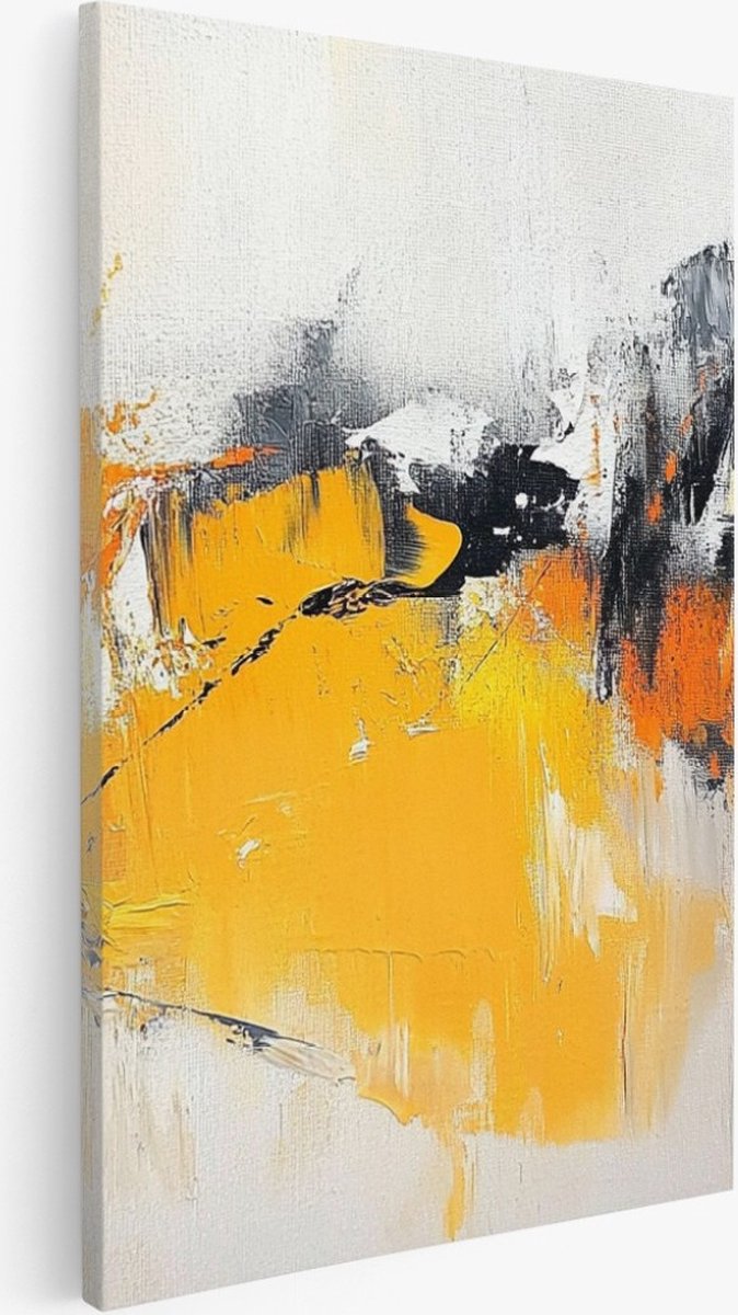 Saammp Canvas Schilderij - Patroon - Geel - Abstract - 20x30 - Foto op canvas - Wanddecoratie - Muurdecoratie Woonkamer - Slaapkamer decoratie - Canvas Print Multicolor