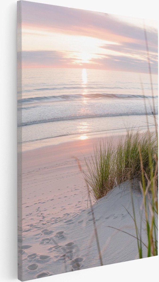Saammp Canvas Schilderij - Brug naar het strand - Duinen - 30x40 - Foto op canvas - Wanddecoratie - muurdecoratie Woonkamer - Slaapkamer decoratie - Canvas Print Multicolor