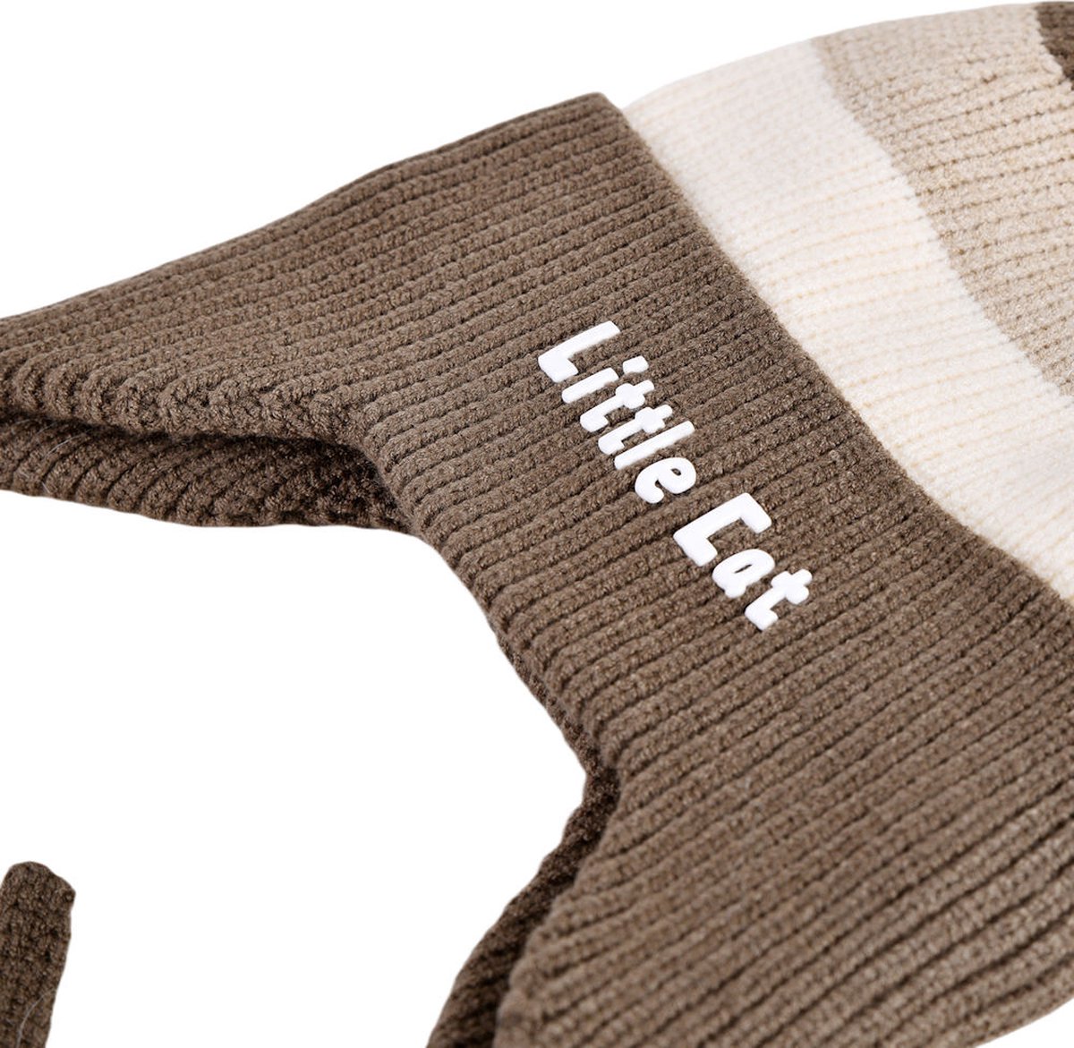 Decopatent LITTLE CAT - Muts Kind - Kinder muts met pompon - 6 Maanden t/m 6 jaar - Maat 48/52 - Kindermutsen Jongens & Meisjes - Gebreide Muts met Binnenvoering - Muts Baby / Peuter / Kleuter - Wintermuts - Kleur Donker Bruin met gekleurde Strepen — cadeau in Mode & Accessoires - foto 4