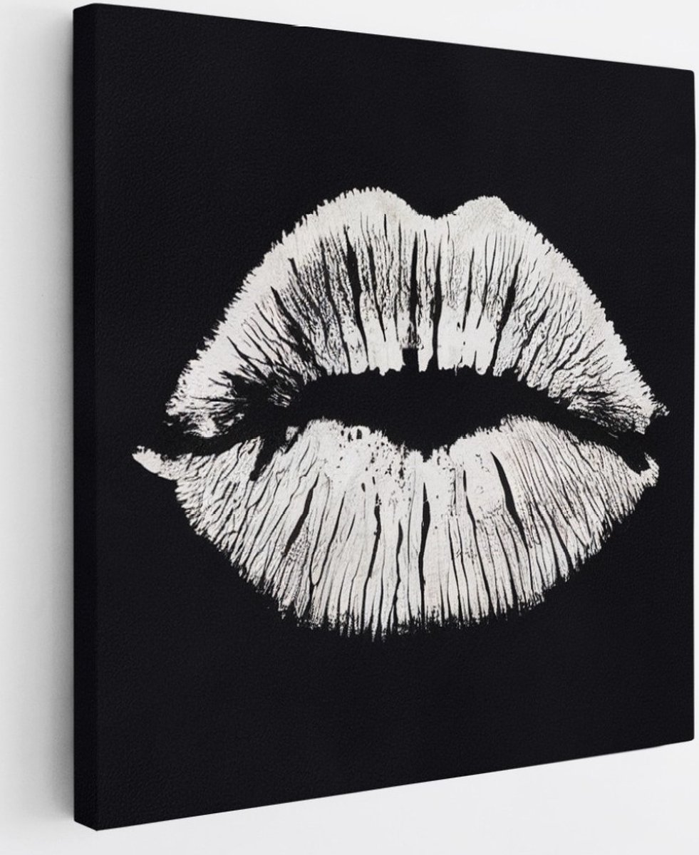 Saammp Canvas Schilderij - Afdruk lippen - Abstract - 20x20 - Foto op canvas - Wanddecoratie - Muurdecoratie Woonkamer - Slaapkamer decoratie - Canvas Print Multicolor