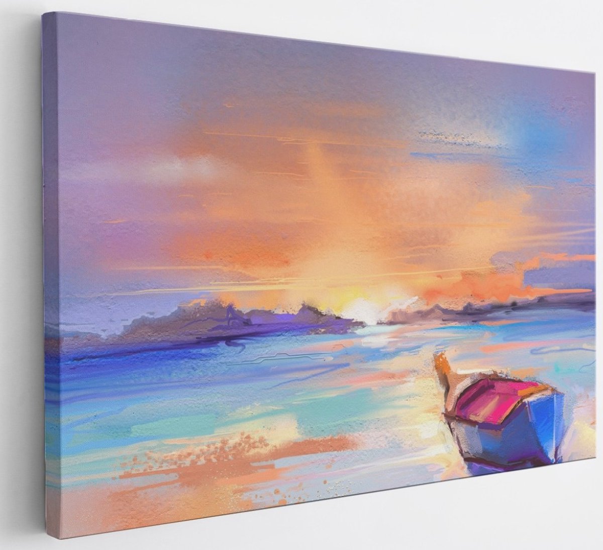 Saammp Canvas Schilderij - Boot - Abstract - 90x60 - Foto op canvas - Wanddecoratie - Muurdecoratie Woonkamer - Slaapkamer decoratie - Canvas Print Multicolor