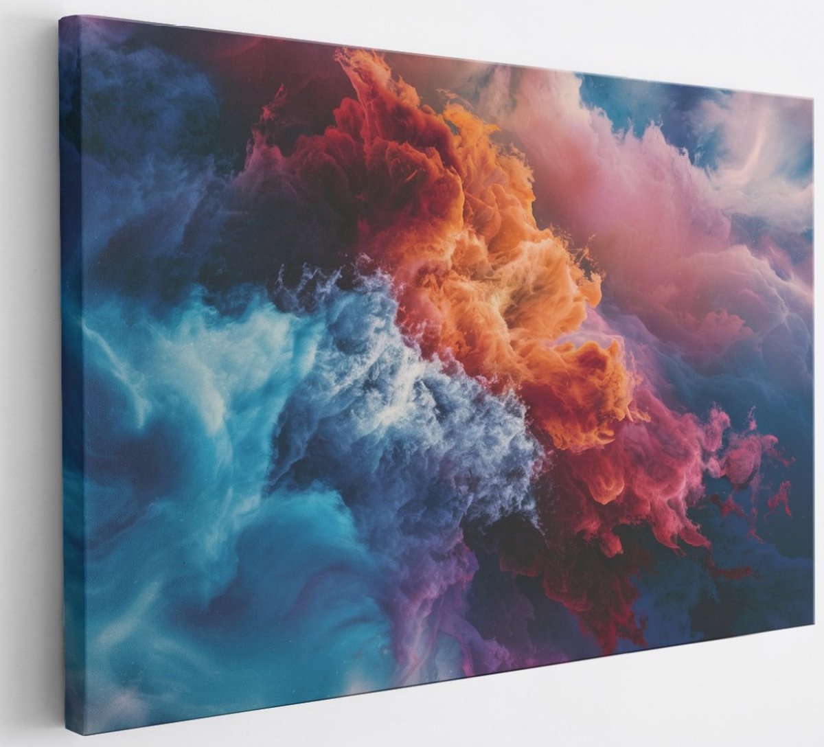 Saammp Canvas Schilderij - kleurenwolk - Abstract - 100x75 - Foto op canvas - Wanddecoratie - Muurdecoratie Woonkamer - Slaapkamer decoratie - Canvas Print Multicolor