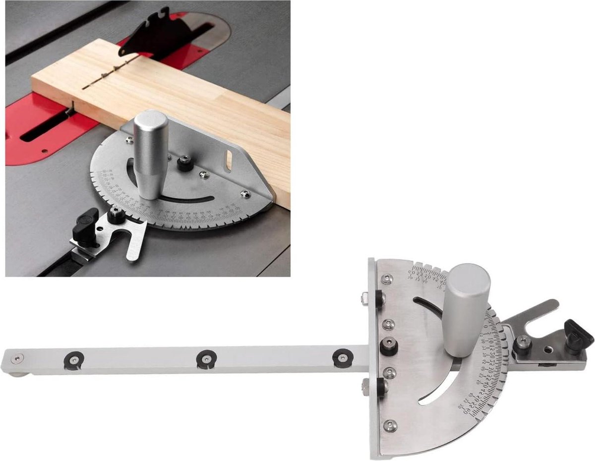 Verstekmeter - aluminium hoekaanslag voor tafelcirkelzaag - precisie houtbewerking - universele tafelcirkelzaag accessoires .
