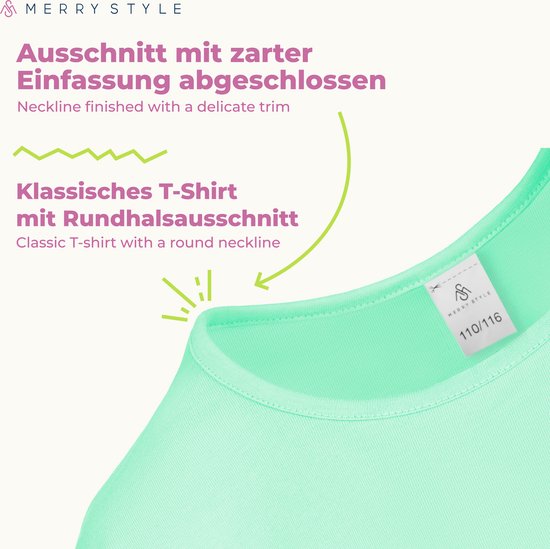Merry Style Meisjes T-shirts Sport – Meisjes Crop – Gym – Yoga – Hardlopen – Mintgroen – 140 - MS-MS10-468-BL